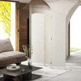 Room Divider 3 Panel, 6FT Tall Folding Privacy Screen, Freestanding Hand-Woven Partition for Room Separation with 360°