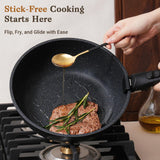 SODAY 15Pcs Pots and Pans Set Non Stick, Cookware Sets with Detachable Handle, Nonstick RV Kitchen Cooking Tools Removable Handles, Black