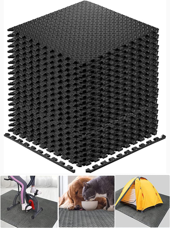 Walsai Exercise Mats Puzzle Foam Mats Gym Flooring Mat Cover 20 SQ.FT Interlocking Foam Mats with EVA Foam Floor Tiles for Home Gym Equipment Workouts Black Walsai