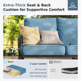 MFSTUDIO 4 Piece Metal Patio Furniture Set with Denim Blue Cushion