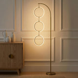 Brightech Nova 74 in. Antique Brass Industrial 3-Light LED Energy Efficient Floor Lamp with Built-in 3-Way Dimmer Function FL-NVA-BRS