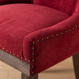 MOOLSUN Fabric Dining Chairs Set of 8, High Back Side Chairs, Modern Padded High-End Tufted Upholstered Chairs with Button-Tufted Back & Rear Pull Tabs, Solid Wood Legs Burgundy(Wood Legs)