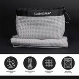Club Scrub Towel Pro, Golf Club and Ball Cleaning Pouch with Attached Towel, Waterproof Exterior + More (Gray)
