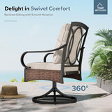 MFSTUDIO 5pc Patio Dining Set, 42" Round Metal Table, Swivel Chairs