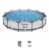Bestway Steel Pro MAX Above Ground Swimming Pool (12' x 30") | Round Outdoor Backyard Family Pool with Tritech® Puncture-Resistant Liner | Easy Setup | Includes Filter Pump for Clean, Clear Water
