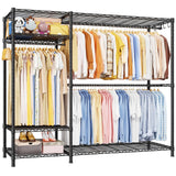 Ulif F7 Plus Garment Rack, Heavy Duty Clothes Rack, Clothing Racks for Hanging Clothes, 6-Tiers Freestanding Portable Closet Storage Rack 68'' W × 14.6'' D × 76.6'' H, Max Load 850 Lbs, Black