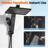 MakeFit Filtered Rain Shower Head with Handheld Combo High Pressure 12'' Rainfall Shower Heads & Hidden Detachable Wand Dual Showerhead Water Softener for Hard Water Easy Filter Replacement