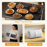 Natiro Warming Mat for Food Extra Large 36x16 Inch 500W, Food Warming Mat for Countertop, Includes Insulated Mat, Roll-Up Silicone, 1-6H Timer, Child Lock