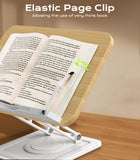 LOXP Ergonomic Book Stand for Reading, 360° Rotating Holder with Page Clip