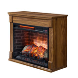 SOFTSEA Electric Fireplace Heater Mantel, with Remote Control and Removable Caster Wheel, 28" TV Media Entertainment Center with Electric Fireplace, 4 Adjustable Brightness, 1500W Heater, Dark Oak