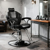 Barber Chair with Heavy Duty Hydraulic Pump, All Purpose 360 Swivel Reclining Salon Styling Chair, Durable Steel Frame Spa Beauty Equipment for Professional Barbershop Hair Stylists & Home Use