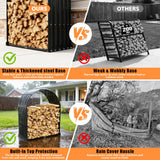 XGMDD Heavy Duty Firewood Rack with Top Cover, Outdoor Indoor Use, 700 LBS Capacity, Waterproof Galvanized Steel Fire Log Holder for Fireplace,Patio, Stylish Metal Fire Wood Storage Organizer Racks