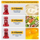 VIVOHOME 4.75 Quart Stand Mixer, 8 Speed Kitchen Electric Food Mixer, Household Stand Mixer for Baking, Cake, Bread, Red