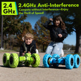 Threeking RC Stunt Car Remote Control Cars with Quick-Swap Modular Battery, 5 Upgrades: Safety, Durability, Auto Demo, Eye-Safe LEDs, Type-C Charging, Toys Presents Gifts for Boys Girls Kids Ages 6-12