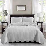 MOONLIGHT20015 Queen Quilt Bedding Set (90" x 96") - Bulk Pack of 10 Wholesale for Hotels, Guest Bedroom & Airbnbs - Lightweight Microfiber Reversible Embossed Quilts Bedspreads (Silver)