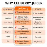celiberry Cold Press Juicer Machines, 5.3” Large Feed Chute Slow Masticating Juicer for Whole Fruits & Vegetables, Easy Clean, Black