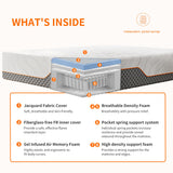 ESHINE Adjustable Bed Frame + Memory Foam Hybrid 14 Inch Mattress(Medium Soft), Bluetooth App Control, 5 Minutes Installation, Head and Foot Incline, King, 2000 Series