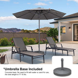 PURPLE LEAF Table Sun Umbrella 10 FT Round with Base Semi Auto Lift, Gray