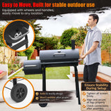 Realcook Charcoal Grills with Offest Smokers: Spacious Barrel Charcoal BBQ Grill | Barbecue Smoker Grill Combo for Outdoor Backyard Patio Camping Picnic and Party