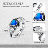 Oseew 2027 Heart Shaped Birthstone Class Ring for Men Women