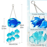 20 Inch Glass Sea Turtle Wind Chime Outdoor Beach House Decor