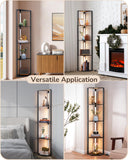 EDISHINE 64" Corner Display Shelf with Light, Modern Corner Floor Lamp with Shelves, 3CCT, Stepless Dimmable Standing Lamp for Living Room, Bedroom, Office, Dining Room, 3000K 4000K 5000K, Black