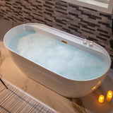 WOODBRIDGE 72" Acrylic Freestanding Bathtub Contemporary Soaking White Tub with Brushed Gold Overflow and Drain,B0059-BG