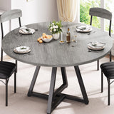 Round Kitchen Dining Room Table for 2-4, Circle Dining Dinner Table with Pedestal Metal Frame