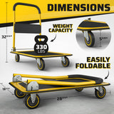 Heavy Duty Foldable Push Cart Dolly | 330 lbs. Capacity | Upgraded Collapsible Hand Truck Folding Platform with Swivel Wheels