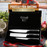 Cutluxe 3-Piece Chef Knife Set – Ultra Sharp Japanese Kitchen Knives, High Carbon Stainless Steel Blades, Full Tang Pakkawood Handles – Shinobi Series