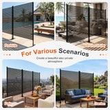 W Outdoor Privacy Screens, Metal Fence Privacy Screen, Freestanding Decorative Privacy Screen with Base Feet for Patio Balcony