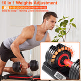 Fit Sir Adjustable Dumbbell Set 55LBS,10 in 1 Free Weights Dumbbell with Secure Locking Mechanism for Safe,1 Sec Speed Adjustment Men/Women Gym and Home Strength Training Equipment.
