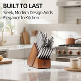 KnifeSaga Kitchen Knife Set 14 Piece Premium Japanese High Carbon Stainless Steel Knife Block Sets with Built-in Sharpener, Razor Sharp Knives Set