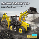 Mould King 17036 Excavator and Bulldozer 2 in 1, RC Bulldozer Building Set for Adults, APP Remote Control Truck Construction Vehicles Model with Motors, 2239 Pieces
