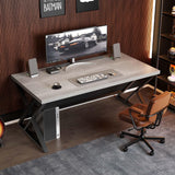 LVB Grey Computer Office Desk, Industrial Wood PC Gaming Gray Desk for Home Office