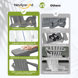 nevilywood Folding Adirondack Chairs Set of 4, HDPE Cup Holders, Grey