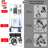 dbest Products Trolley Dolly Sport – Foldable Grocery Cart on Wheels – Multi Use Rolling Cart with Removable Bag and Hand Truck Dolly Function, Black