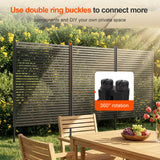 W Outdoor Privacy Screens, Metal Fence Privacy Screen, Freestanding Decorative Privacy Screen with Base Feet for Patio Balcony