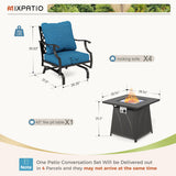 MIXPATIO 5-Piece Metal Patio Conversation Set, 28-Inch Fire Pit Table