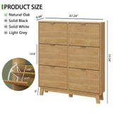 Xixini Shoe Cabinet with 6 Flip Drawers, 54" Tall Narrow Fluted Shoe Storage Organizer for Entryway, Hidden Slim Wooden Shoe Rack Cabinet for Front Door Entrance, Hallway, Living Room, Natural Oak