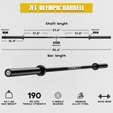 Mikolo 7ft Olympic Barbell, Barbell for Weightlifting and Powerlifting 45lb, Olympic Bar for 1500lbs Capacity, Weight Bar Fit 2” Standard Weights (combo 5)
