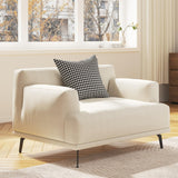 NessCarsti 1-Seater Sofa Chair, Modern Low Backrest Single Couch,Off-White