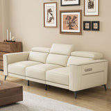 NessCarst 112.5" Dual Motor Power Reclining Sofa, Plush Faux Leather Couch
