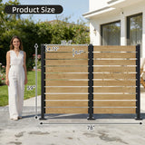 Outdoor Cedar Wood Privacy Screen with Aluminum Posts, Easy Assembly, for Hard Surfaces & Soil