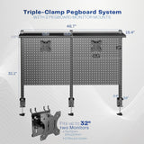 VIVO Black Triple Clamp 47 x 31 in Desk Pegboard System, PP-DK48SB