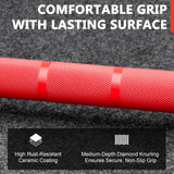 LIONSCOOL 7ft Olympic Barbell (Red Ceramic Shaft & Black E-coated Sleeves, 1500LBS, No Center Knurl)