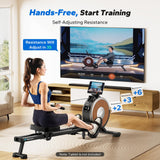 MERACH Self-Powered Rowing Machines for Home, Electromagnetic Resistance 2.0 Rowing Machine, Smart Adjust Resistance and Self-Develop APP, Upgrade LED Electronic Monitor and Comfortable Seat Cushion