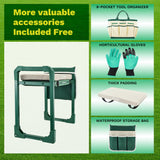 Garden Kneeler and Seat Foldable Gardening Stool with Extendable Legs & Thickened Pad, Tool/Storage Bag
