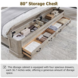 T4TREAM Farmhouse King Bed with Headboard and Storage Bench