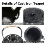 60.9oz YJX Cast Iron Teapot, Japanese Tetsubin Tea Kettle for Stovetop Safe, Cast Iron Tea Pot with Infuser for Loose Leaf, Black Kettle Teapot, Good Gift For Tea Lovers(1800ml)